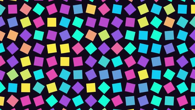 Colorful Rotating Squares Seamless Background Pattern Animation in Vibrant Neon Colors