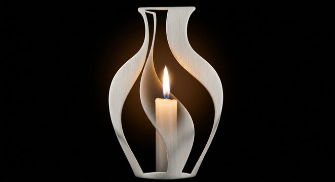 Elegant Candlelight Illuminating a Sculptural Modern Vase Design
