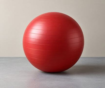 Red Ribbed Exercise Ball on Neutral Studio Surface