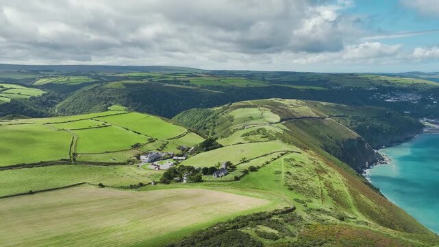 The Parish of Saint John the Evangelist Countisbury from a drone, Countisbury, Lynton, Devon, England, United Kingdom
