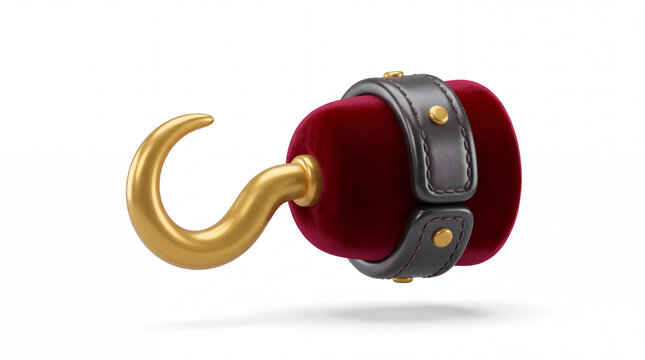 Realistic 3D render illustration of a captain hook hand