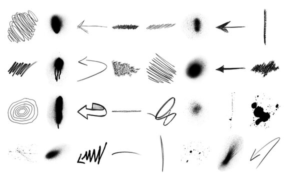 Pencil strokes and spray effects overlay PNG isolated on transparent background