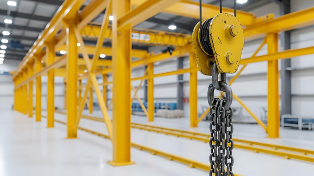 Industrial Chain Hoist and Overhead Crane System in Modern Manufacturing Factory Facility