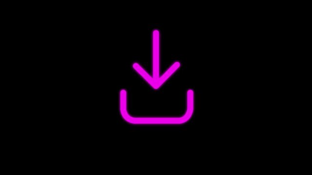 Pink Color download icon animation.  file, document, animated arrow, download button icon, direction arrow icon in black and white background for web, app, and UI design