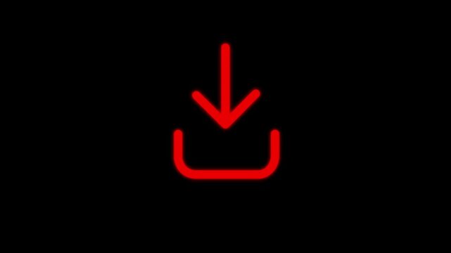Red Color download icon animation. Seamless Loop Animation 4k with Alpha Channel
