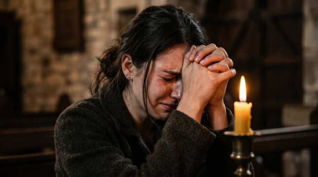The early church gathered in secret, praying fervently by candlelight while Peter is locked in King Herod's prison