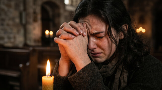The early church gathered in secret, praying fervently by candlelight while Peter is locked in King Herod's prison