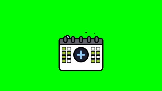 Animated Calendar Date Planner Schedule Icon Motion Graphic Loop Featuring White And Green Screen Background for UI UX Design and Digital Technology Presentations