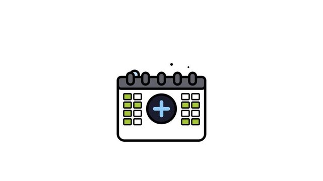 Animated Calendar Date Planner Schedule Icon Motion Graphic Loop Featuring White And Green Screen Background for UI UX Design and Digital Technology Presentations