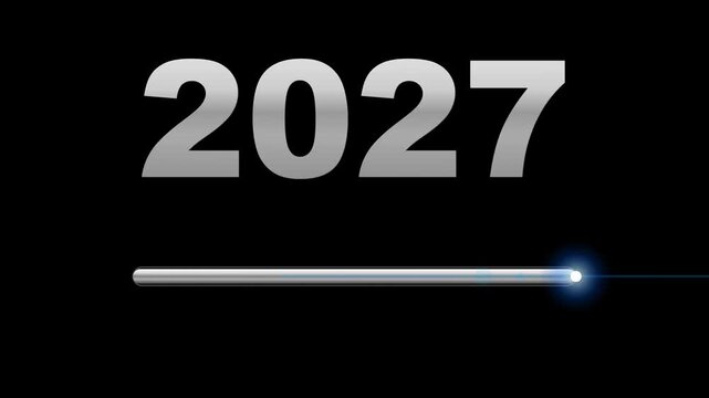 Animated 2027 New Year Countdown Digital Loading Animation Motion Graphic Loop Featuring Dark And Green Screen Background for UI UX Design and Digital Technology Presentations