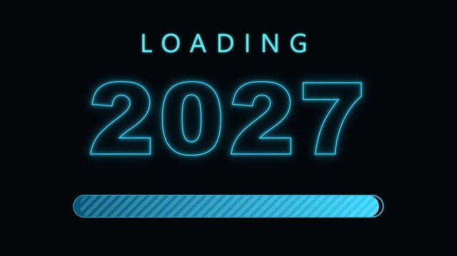 Animated 2027 New Year Countdown Digital Loading Animation Motion Graphic Loop Featuring Dark And Green Screen Background for UI UX Design and Digital Technology Presentations