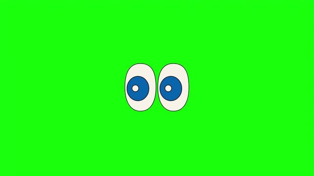 Cartoon eyes with blue irises vector illustration isolated on bright green screen background.   