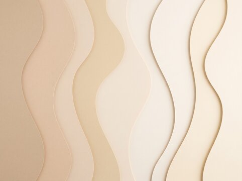 Soft Beige Layered Paper Cut Background with Flowing Vertical Waves and Minimal Organic Curves