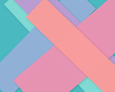 Overlapping pastel rectangles form a playful dimensional pattern in coral, turquoise, lavender, blue, and pink, suited to contemporary branding, packaging, and lively digital layouts.