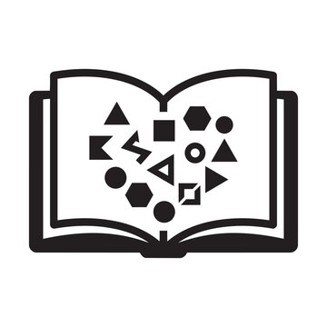 Open Book with Abstract Geometric Shapes Icon Vector Illustration