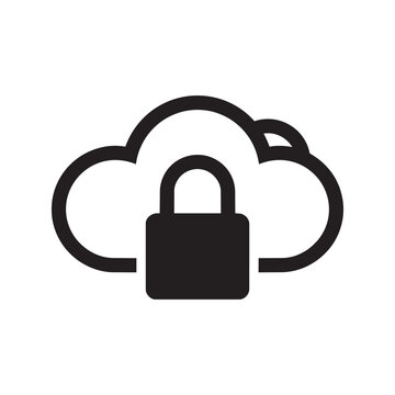 Cloud Security Vector Icon Featuring Padlock and Cloud Storage Symbol
