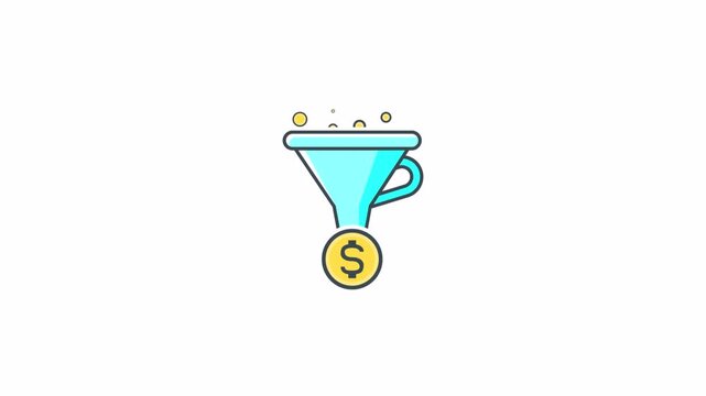 Animated financial funnel icon representing revenue growth and investment conversion strategy.