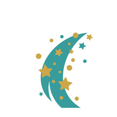Teal crescent moon with gold stars and dots © ALDI