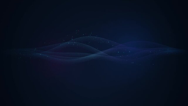 Glowing Blue Wave Lines Abstract Motion Background Featuring Flowing Particle Digital Audio Spectrum