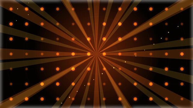 Exploding starburst pattern with glowing orange squares and particles, energetic motion graphic loop