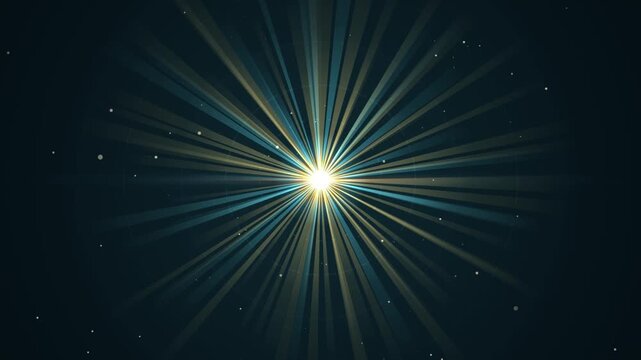 Glowing Starburst Animation with Dynamic Light Rays and Floating Particles on a Dark Space Background