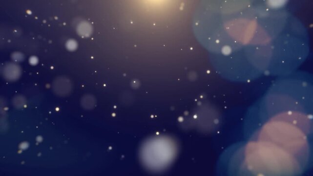 Abstract background with hand drawn circular lines and floating particles against a dark blue bokeh with glowing particles over white circular line video hand celebration atmosphere minimalist