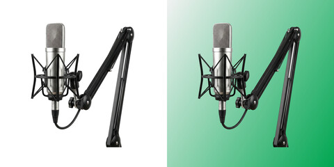 Microphone podcast equipment mounted on an adjustable boom arm © DesignFlenock