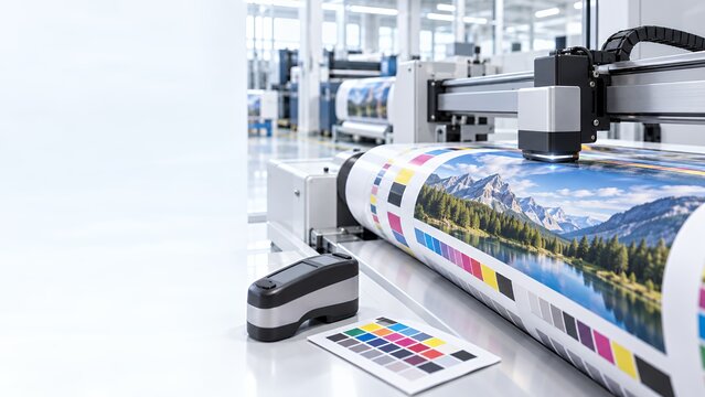 This is an image showing a large print machine in the process