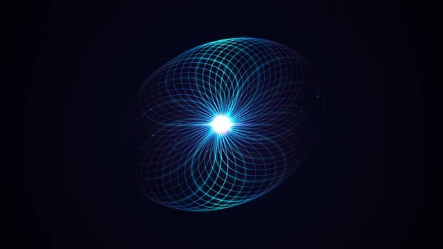 Neon Blue Geometric Torus Animation Rotating in Dark Space for Futuristic Tech Motion Backgrounds