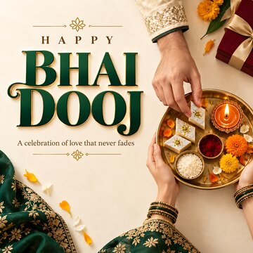 Celebration of bhai dooj indian festival with traditional sweets diya oil lamp and marigold flower decorations