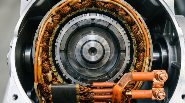 Electric motor stator and rotor assembly with copper winding details