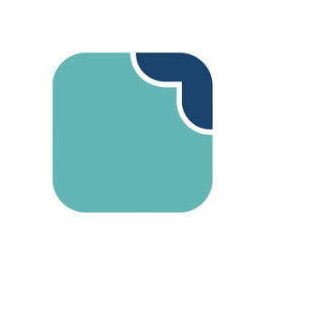 Abstract shape with rounded corners and a bite mark