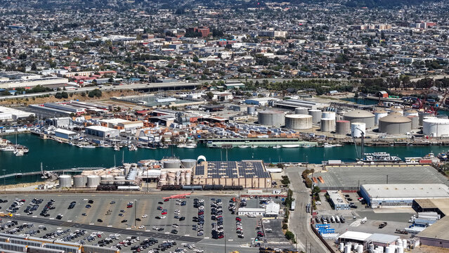 Richmond California industrial harbor aerial view cityscape