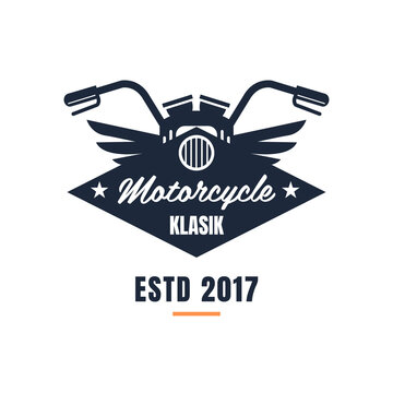 Putih biru dan oranye kosong tebal Logo Motor Klasik - 1