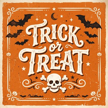 Halloween trick or treat vintage illustration
