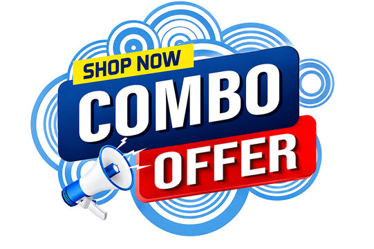 Bright combo offer sale badge with colorful discount design