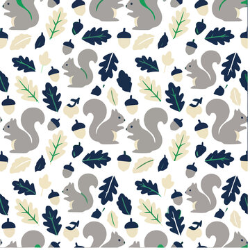 Squirrels and acorns pattern