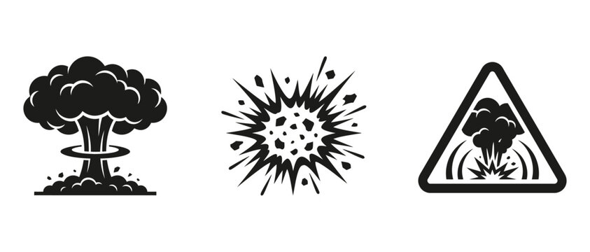 explosion bomb blast danger hazard warning nuclear mushroom cloud