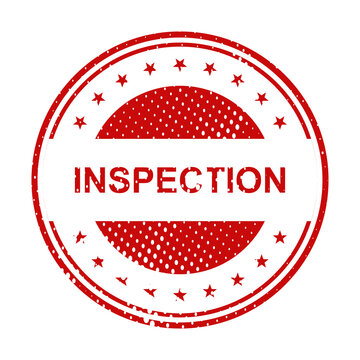 Red inspection stamp with border and arrows illustration