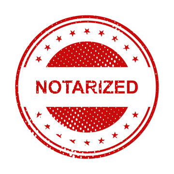 Red notarized official stamp with circular design illustration