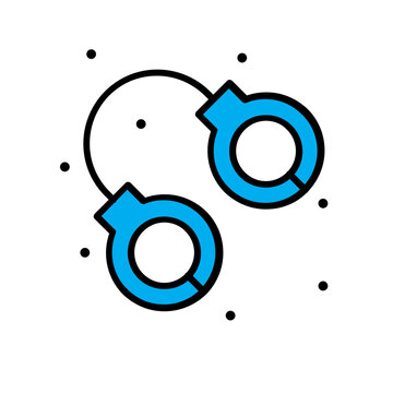 Flat icon illustration of metal handcuffs representing law enforcement and arrest with handcuffs enforcement security