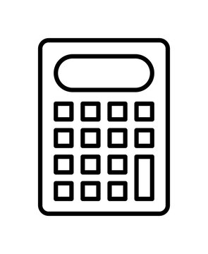 Black outline electronic calculator icon