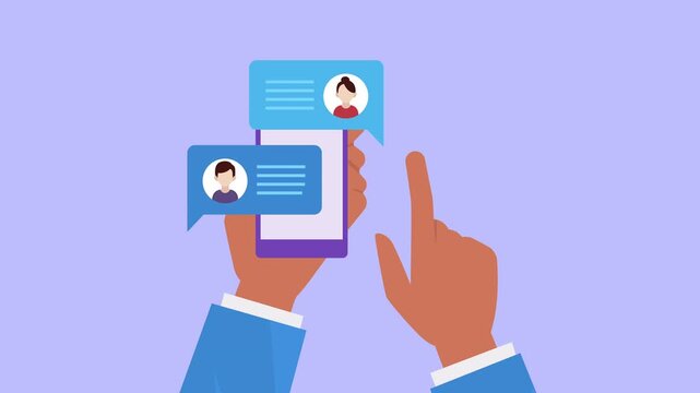 Smartphone new message, Chatting with friends and sending text messages 2d Animation with Alpha Matte