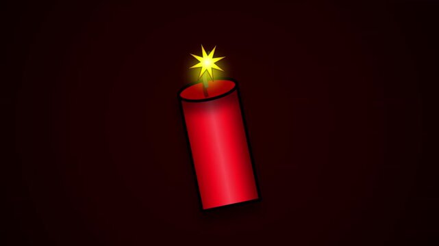 Dynamic rendered graphic depicting a lit stick of red dynamite with a bright, sparking fuse, symbolizing imminent danger and explosive potential, suitable for motion concepts