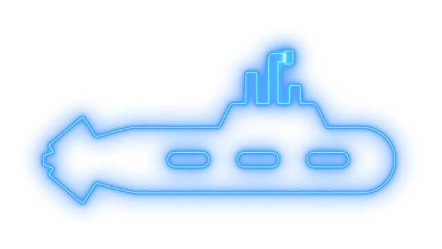 Glowing neon submarine icon isolated on transparent background. Underwater transit vessel. Undersea military boat. Nautical ocean transport. Marine sign.
