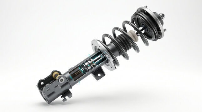 Automotive Suspension Strut with Coil Spring and Shock Absorber