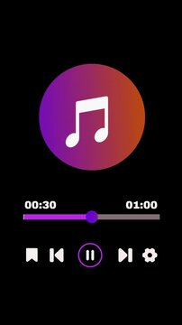 Modern  Music Player with Audio Controls,with Transparent Background, With Alpha Channel