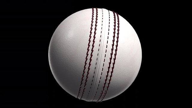 White Leather Cricket Ball Seam Rotation Animation Transparent Video for Sports Broadcasting and Motion Graphics