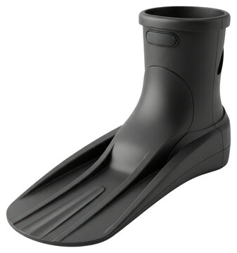 Black diving flipper for snorkeling with transparent backdrop