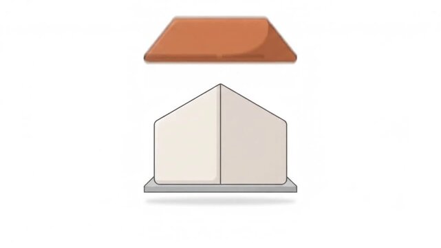 House Icon Assembling from Blank Canvas Animation Modular Home Construction Motion Graphic Isolated on White